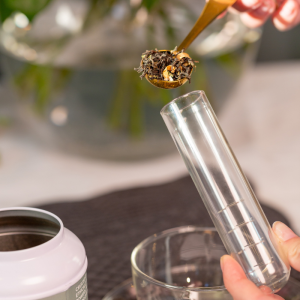 Glass Tea Tube infuser in use