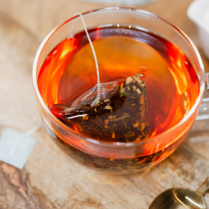 Saving Grace Earl Grey Teabag in a glass cup