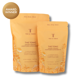 The Tonic Ginger Turmeric Teabags Sml & Lge Pouch Pack Shot